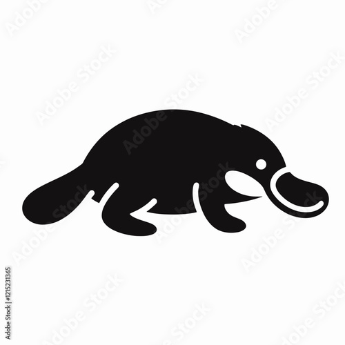 Platypus silhouette in black on a white background photo