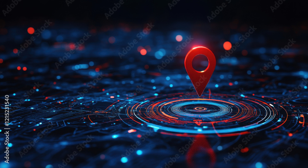 A red location pin is prominently placed on a blue digital map, symbolizing precise navigation and GPS technology. The vibrant design showcases advanced mapping features and digital landscapes. A red location pin is prominently placed on a blue digital map, symbolizing precise navigation and GPS technology. The vibrant design showcases advanced mapping features and digital landscapes.
