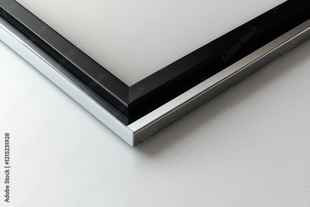 Chrome silver-edged matte black frame in 3D with a sleek look. Chrome silver-edged matte black frame in 3D with a sleek look.