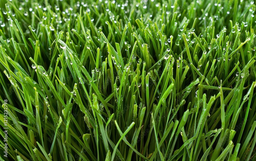 Lush green grass with dewdrops in extreme macro, high detail Lush green grass with dewdrops in extreme macro, high detail