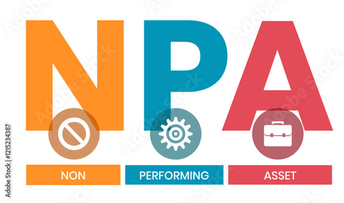 NPA - non performing asset. acronym business concept. vector illustration concept with keywords and icons. lettering illustration with icons for web banner, flyer, landing page, presentation