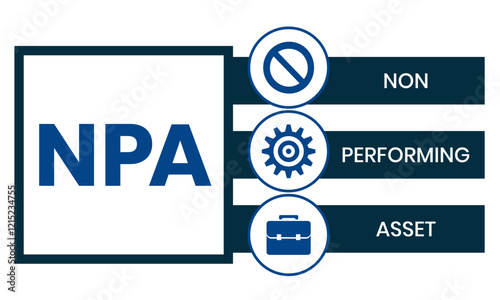NPA - non performing asset. acronym business concept. vector illustration concept with keywords and icons. lettering illustration with icons for web banner, flyer, landing page, presentation