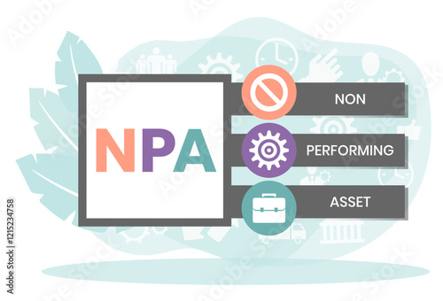 NPA - non performing asset. acronym business concept. vector illustration concept with keywords and icons. lettering illustration with icons for web banner, flyer, landing page, presentation