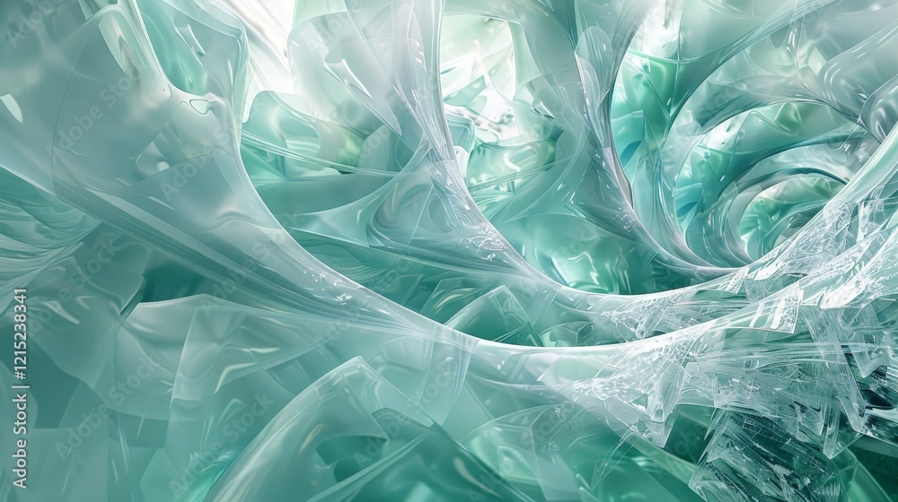 Obraz premium Abstract Teal and White Swirling Forms