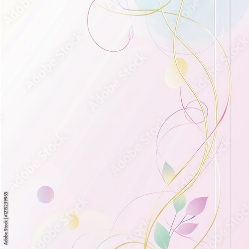 Wallpaper Mural Pastel Floral Design With Gold Vines And Circles Torontodigital.ca