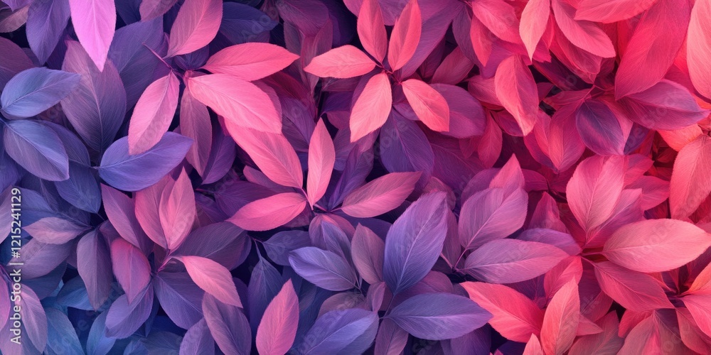 A vibrant and colorful image of autumn leaves in shades of pink, purple, and blue. Perfect for seasonal themes or digital art designs.