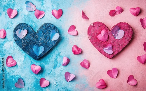 Saint Valentines Day and 8 march womans day bright background