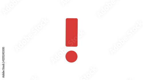 A red exclamation mark animation isolated on transparent background. Concept of caution or warning sign. 4K Motion Graphics.
