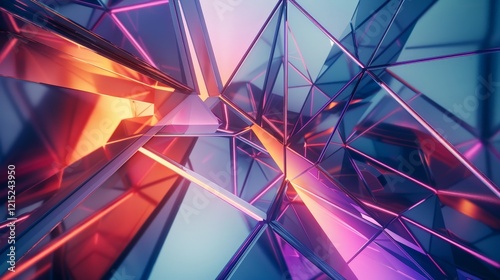 Abstract Geometric Structure with Neon Lighting
