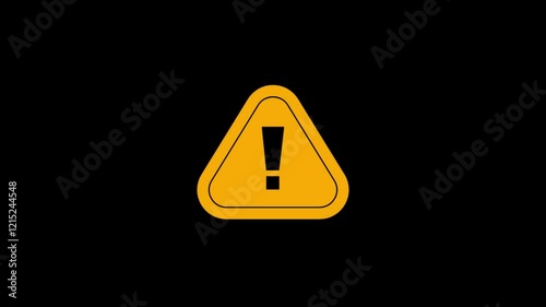 Triangle warning sign exclamation mark animated danger sign warning triangle on transparent background.
