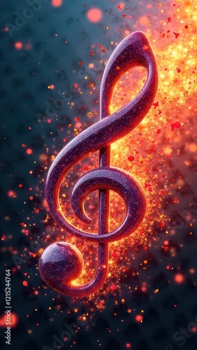 music note explosion with musical notes flying around	
