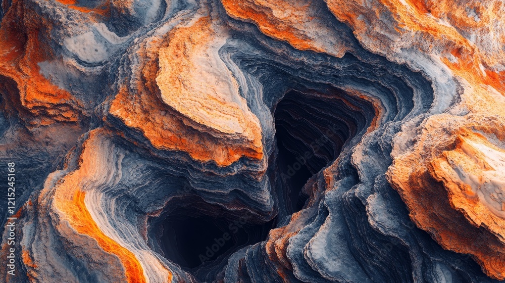 The image is a close up of a rocky landscape with a large hole in the middle The image is a close up of a rocky landscape with a large hole in the middle
