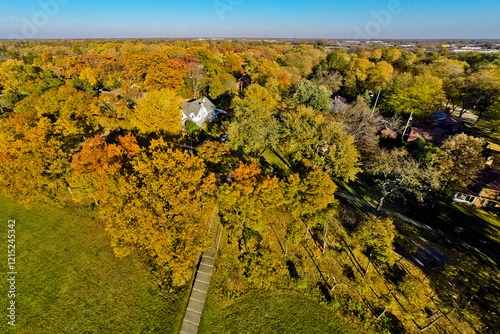Autumn Suburban Neighborhood Scene 0004