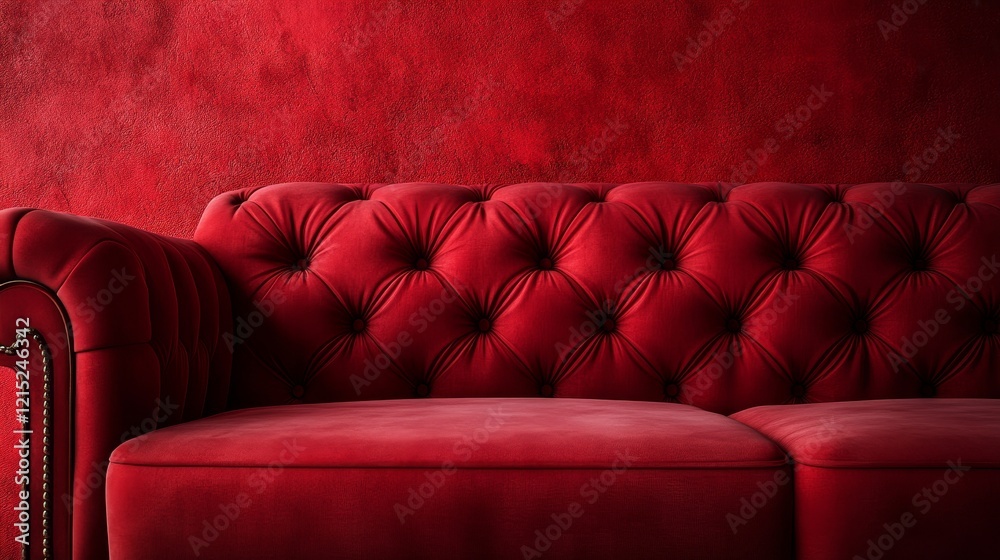Fototapeta premium A red couch with a red wall behind it
