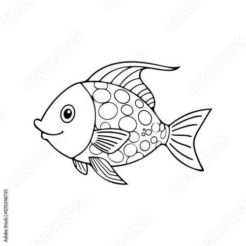 A minimalistic cute vector  fish white background