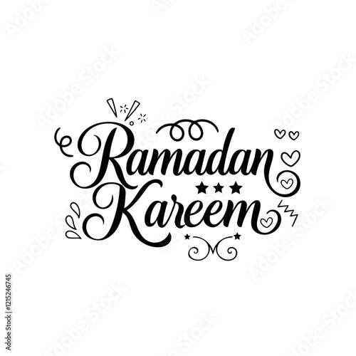 A minimalistic ramadan kareem calligraphy  vector white background.