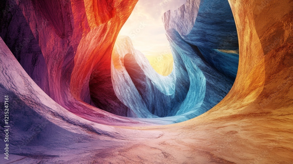 Obraz premium A colorful canyon with a bright orange rock in the middle