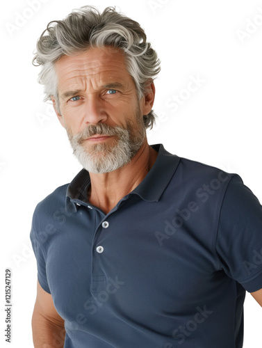 Mature Businessman with Beard and Curly Gray Hair