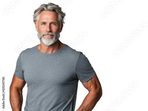 Mature Muscular Man with Gray Hair and Beard
