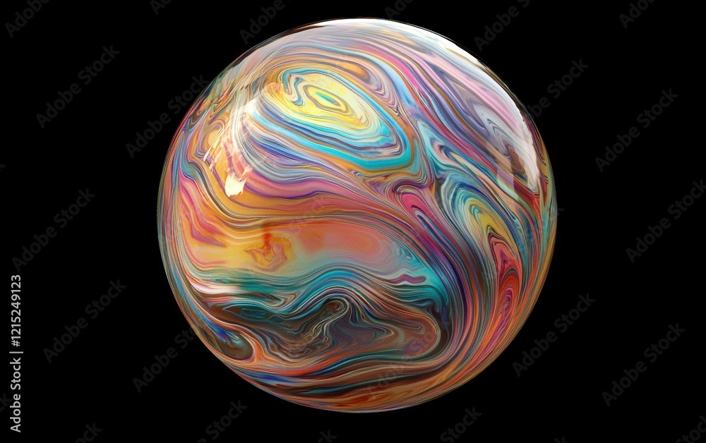 Transparent soap bubble with multicolor streaks, highly detailed macro texture Transparent soap bubble with multicolor streaks, highly detailed macro texture