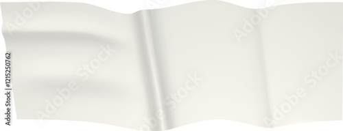 Wavy white adhesive tape with folds and wrinkles creating a textured, transparent effect against a clean white backdrop, ideal for design projects needing a realistic sticky tape representation