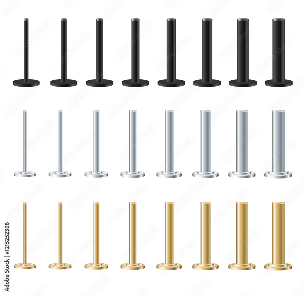 Metal gold poles with different diameters. metal columns. Steel pipes. Template design for urban advertising banners. Metal gold poles with different diameters. metal columns. Steel pipes. Template design for urban advertising banners.