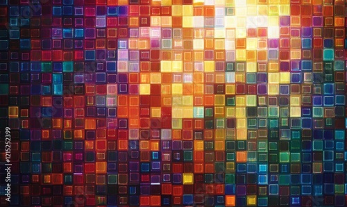 Wallpaper Mural Colorful squares pattern with glowing light effect. Torontodigital.ca