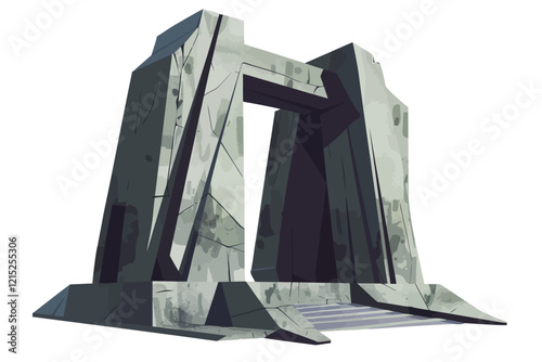 brutalist style monument isolated illustration