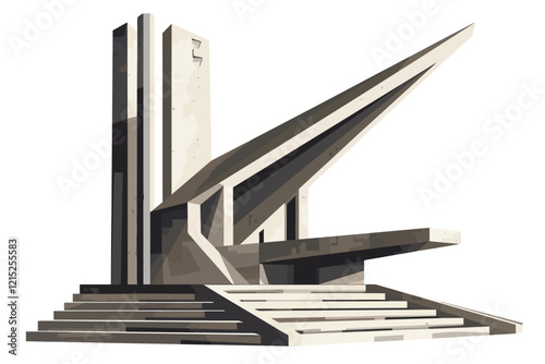 brutalist style monument isolated illustration