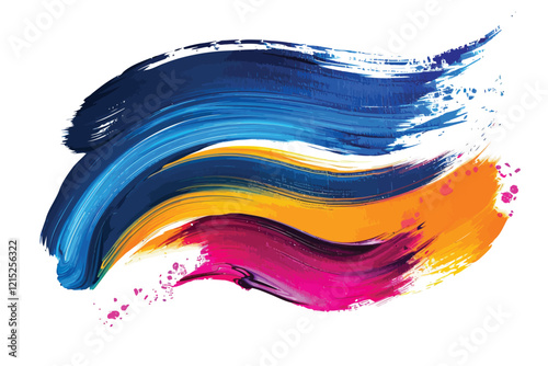 colorful metalic paint brush stroke isolated illustration