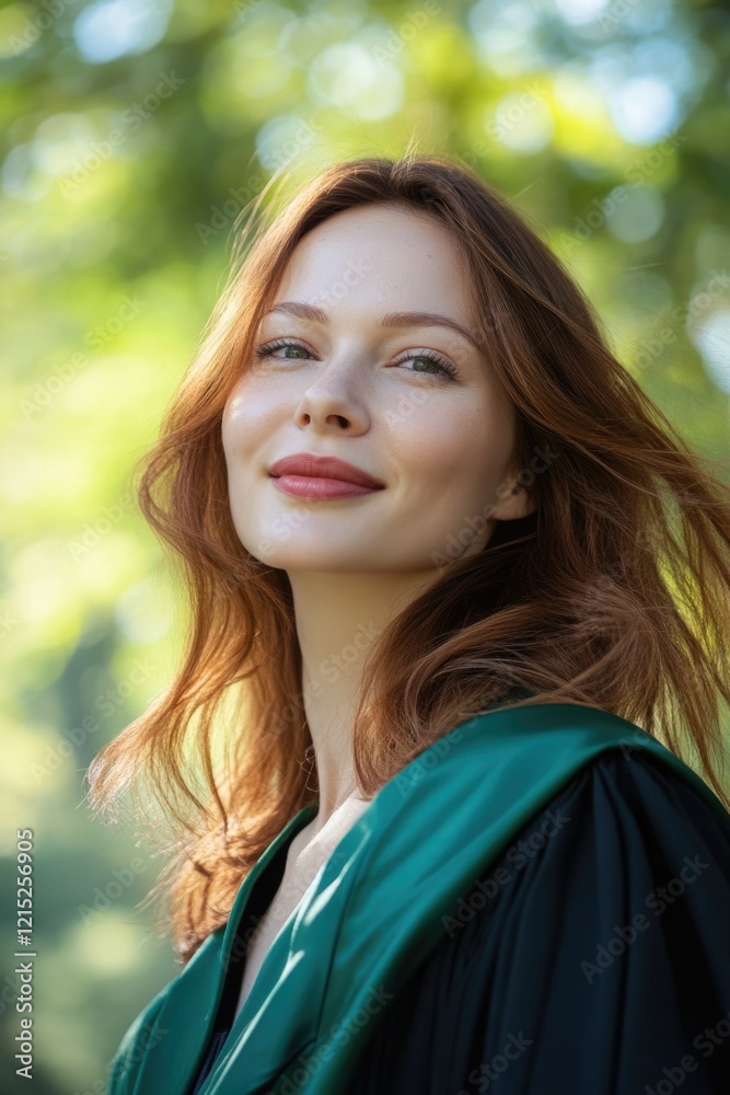 Naklejka premium Elegant Portrait of a Young Woman in Academic Attire