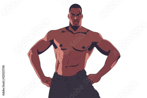 energetic black man posing isolated illustration