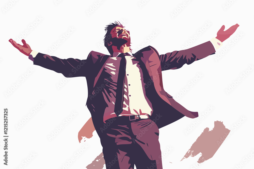 energetic man in business suit posing isolated illustration energetic man in business suit posing isolated illustration