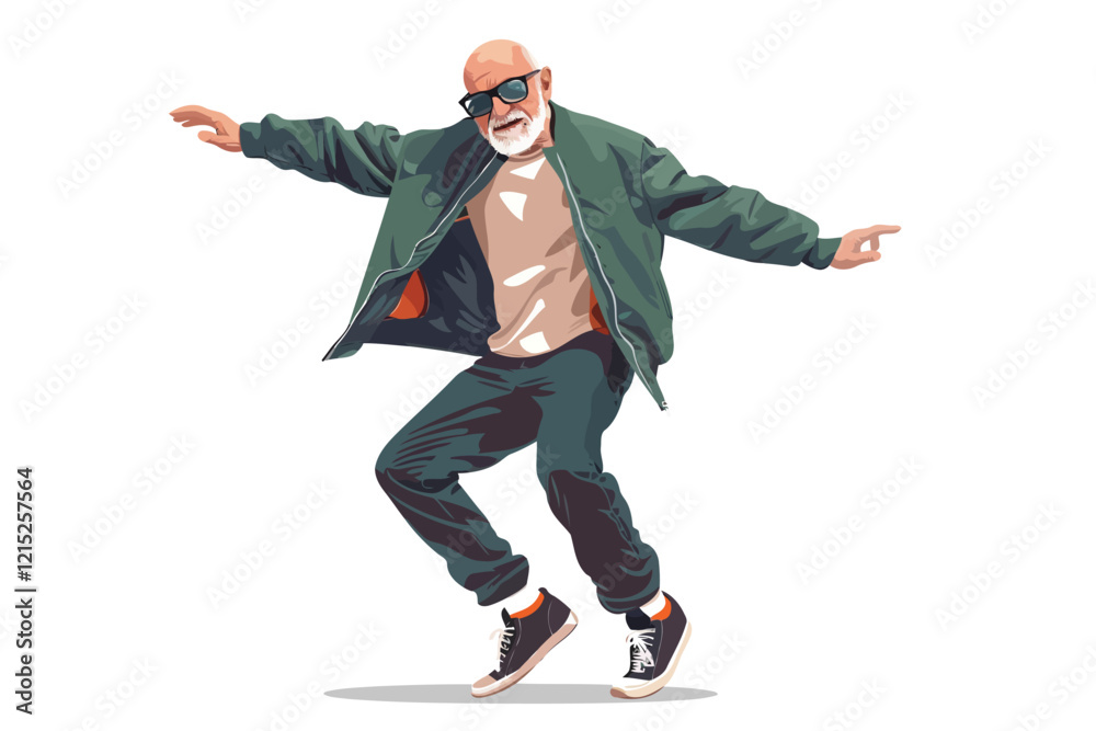 energetic old man posing isolated illustration energetic old man posing isolated illustration