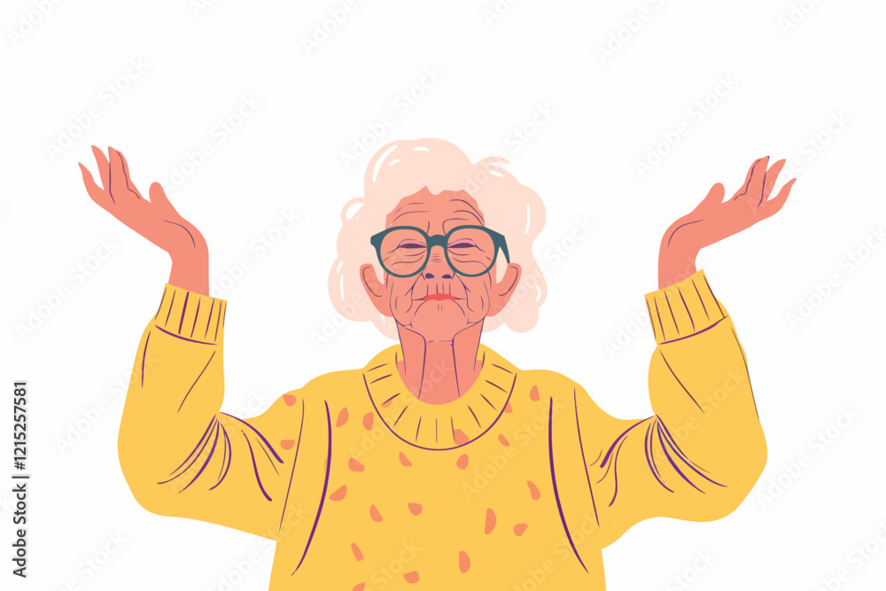 energetic old woman posing isolated illustration energetic old woman posing isolated illustration