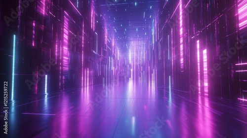 Wallpaper Mural Purple glowing rectangles create a futuristic corridor scene. Torontodigital.ca