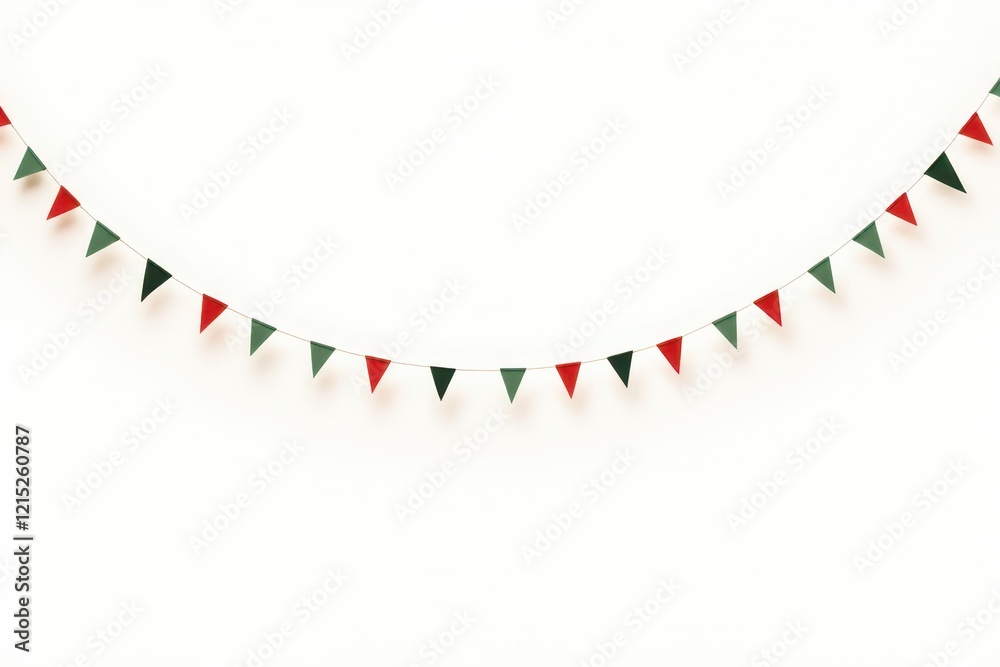 Obraz premium a garland of red, green and white flags on a white background