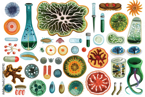 microscope speciment view isolated illustration