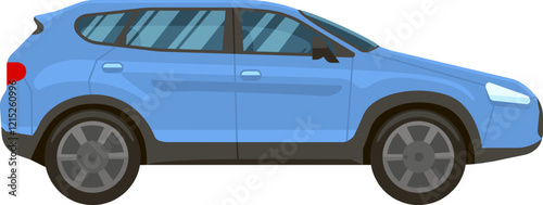 Generic light blue modern SUV car icon isolated on white background, side view, transportation vehicle, automobile, family car, driving, auto industry, car sale concept