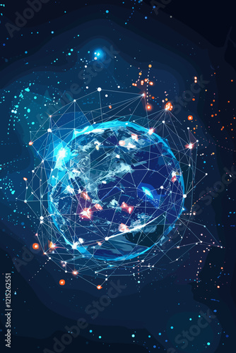 Abstract global network structure and growth graph for business strategy planning