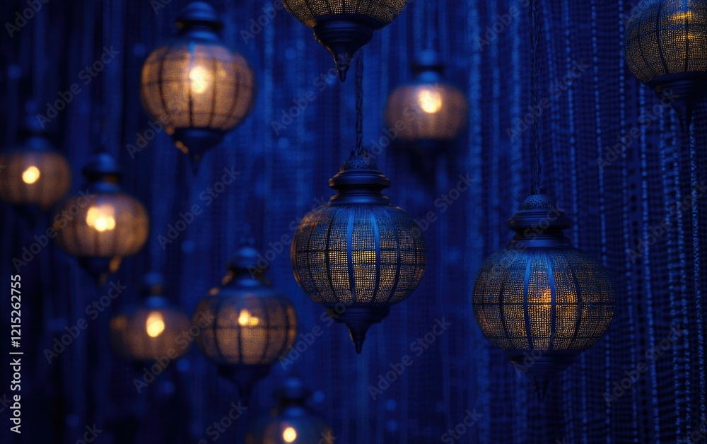 Obraz premium Elegant String Light Decorations in a Dark Room