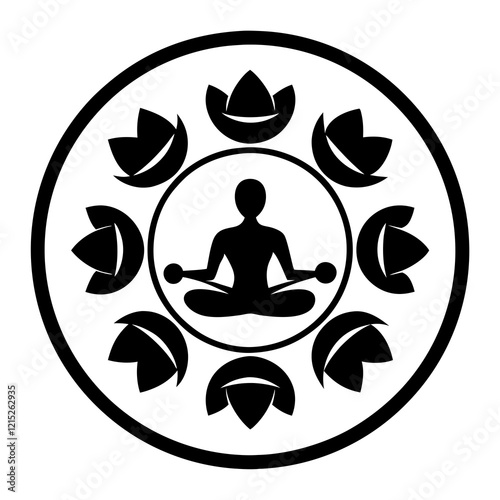 Holistic Wellness Logo: Yoga Poses & Dumbbells Design photo