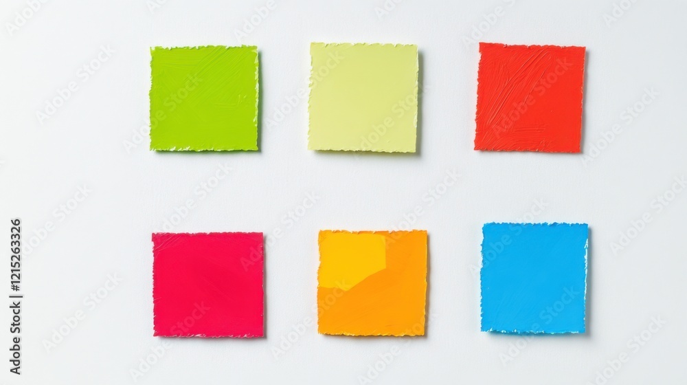 Six bright square stickers without text. Six bright square stickers without text.