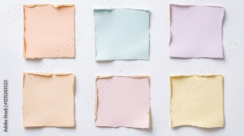 Wallpaper Mural Six pastel toned square kraft paper stickers without text. Torontodigital.ca