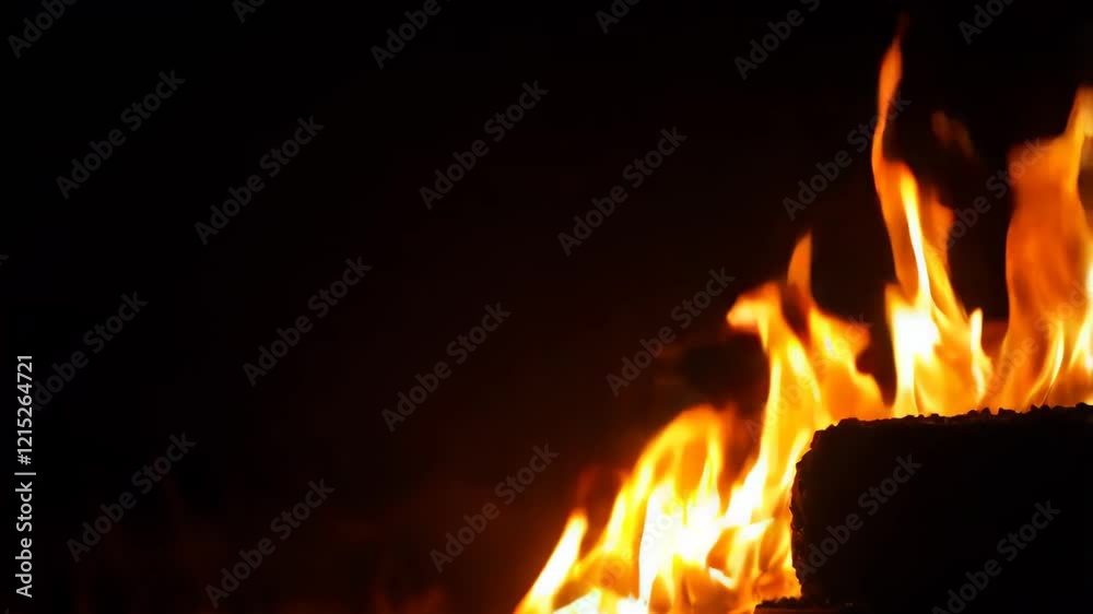 Bright flame with flickering edges against a black background, emphasizing warmth and energy. Concept of fire and elemental power Bright flame with flickering edges against a black background, emphasizing warmth and energy. Concept of fire and elemental power