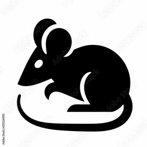  Rat silhouette in black on a white background 