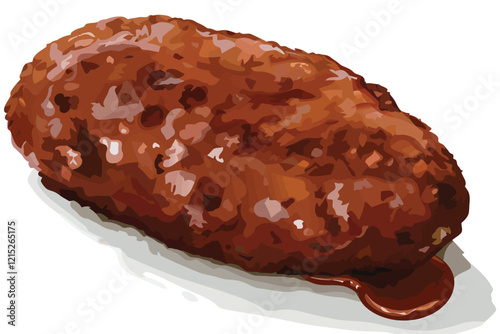 Top view of fried meat cutlet isolated illustration