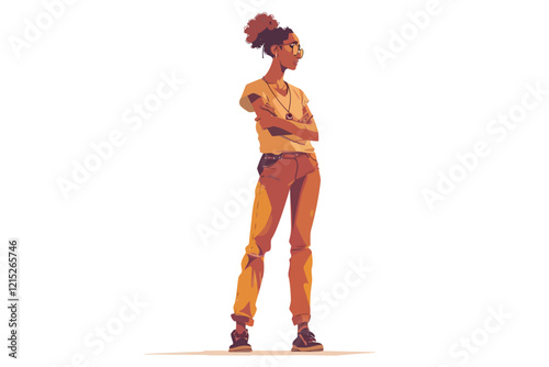 woman posing full height isolated illustration