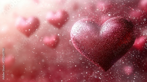 Romantic red hearts background, bokeh, love.