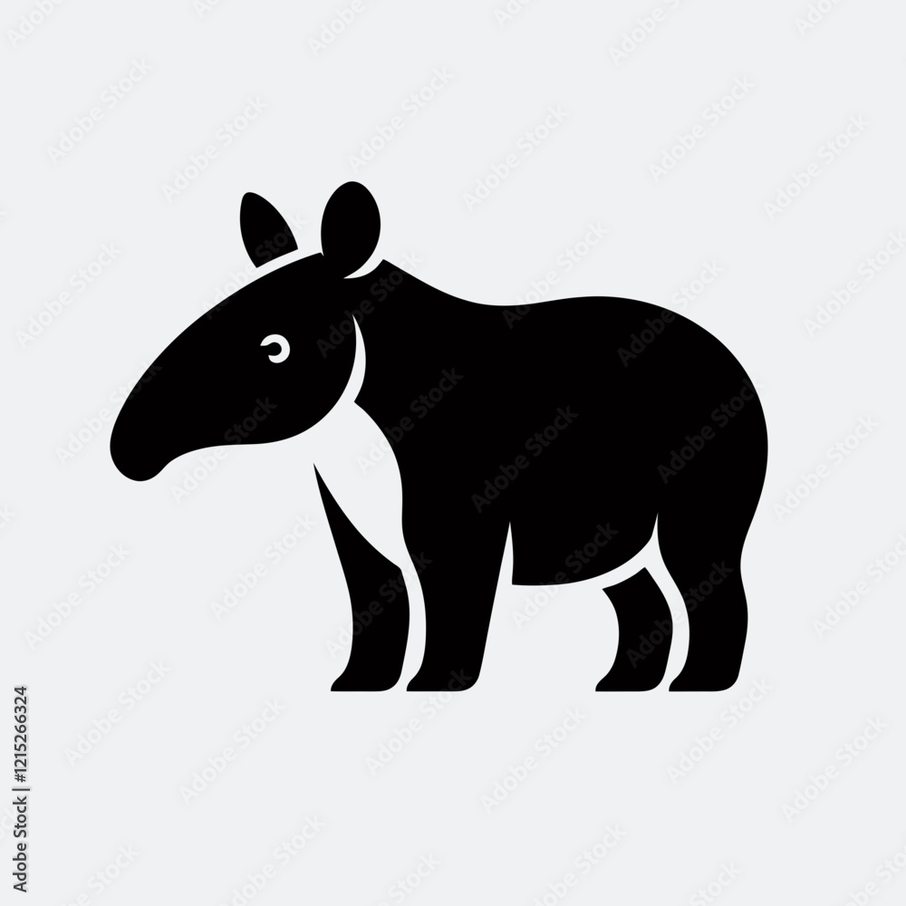 Fototapeta premium Tapir silhouette in black on a white background